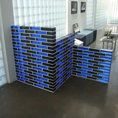 color glass brick desk application