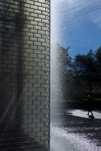 Vistabrik solid glass block in a fountain