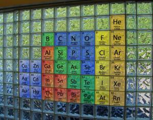 Periodic Table of Elements as a glass block mural