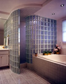 Walk-in Glass Block Shower